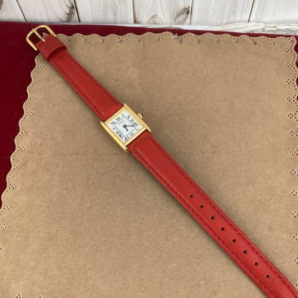 Movado ESQ Ladies Classic Tank Watch with Red Leather Strap - Picture 8 of 14